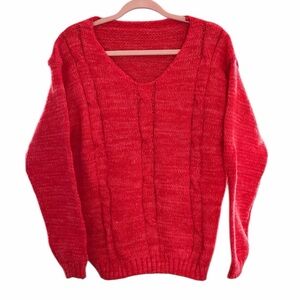 Women’s Cable Knit Sweater - Size Large - New Without Tags - Color: Red